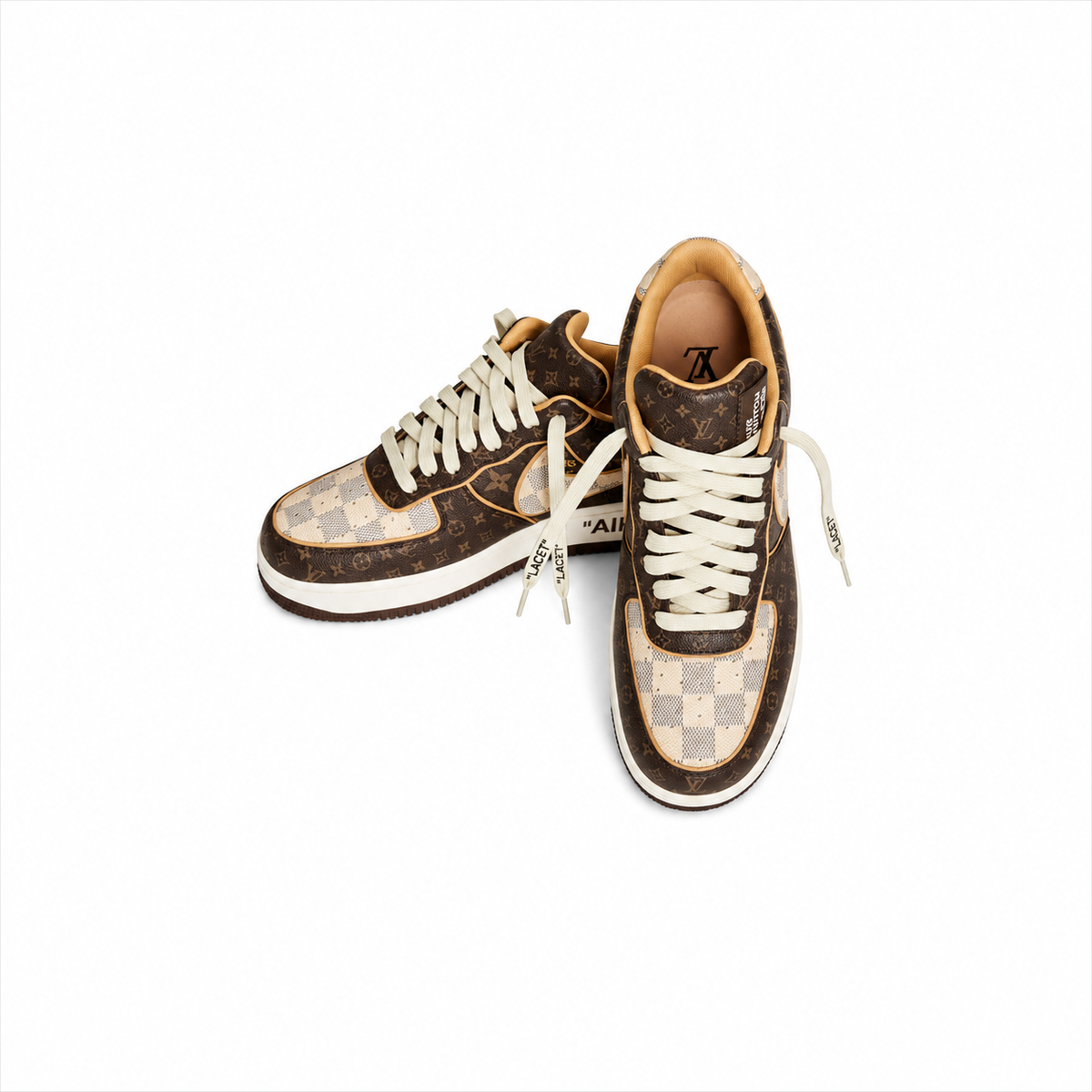 AF1 × LV Monogram Brown Damier Azur
