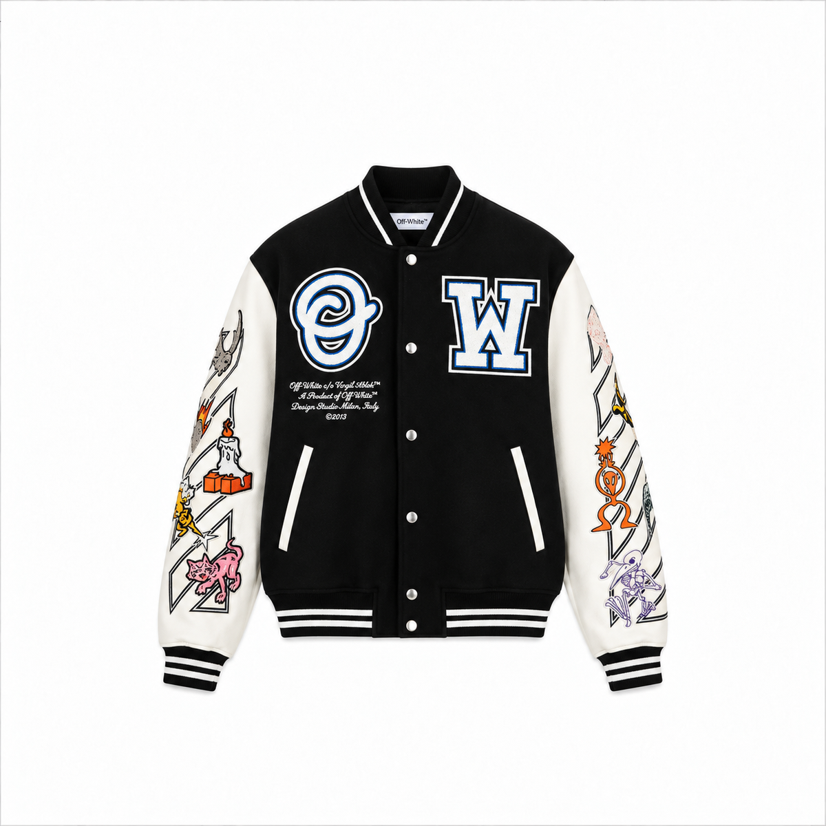 Off‑White Multi‑Patch Varsity Jacket