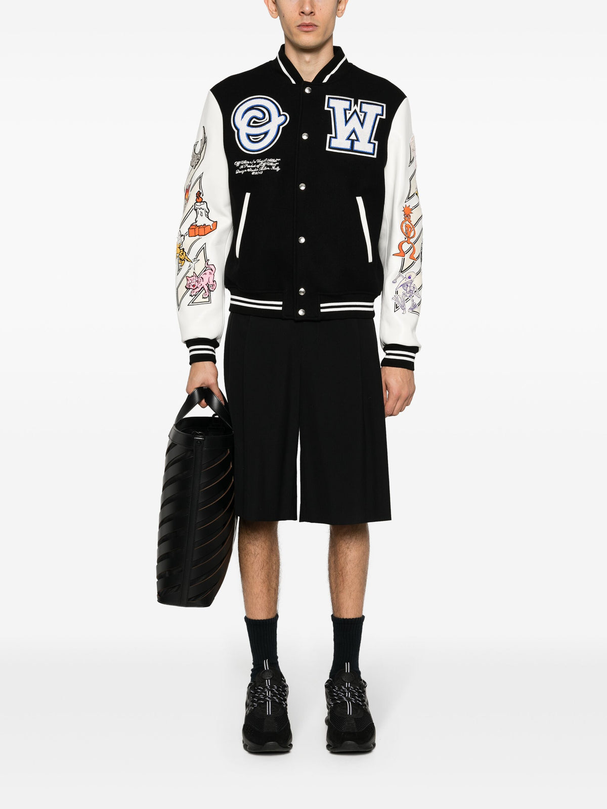 Off‑White Multi‑Patch Varsity Jacket